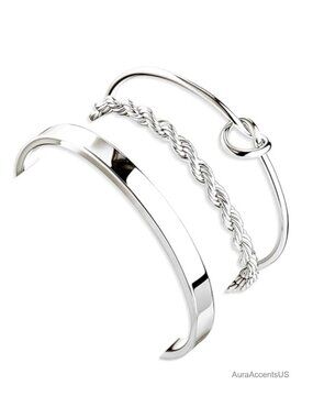 925 Sterling Silver Bracelets for Women Stack, Trendy Tennis Bangle Cuff